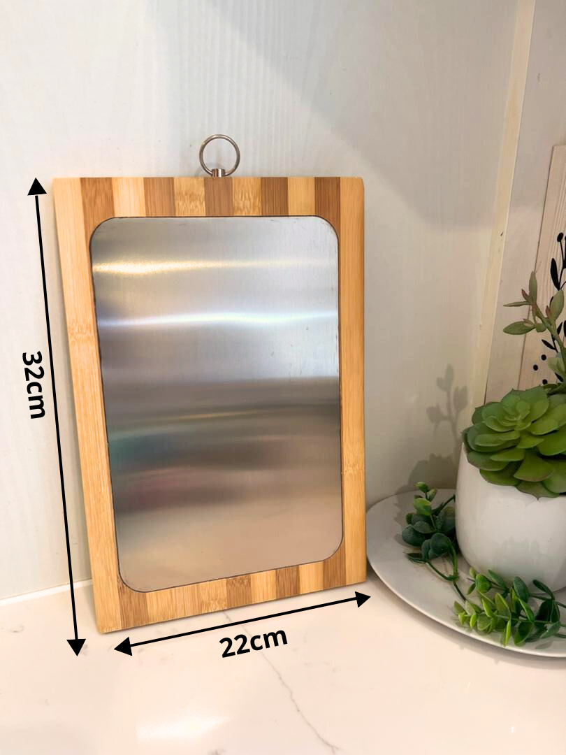 Planche à découper 3en1 INOX BAMBOU PLASTIQUE  لوح تقطيع الخضروالفواكه