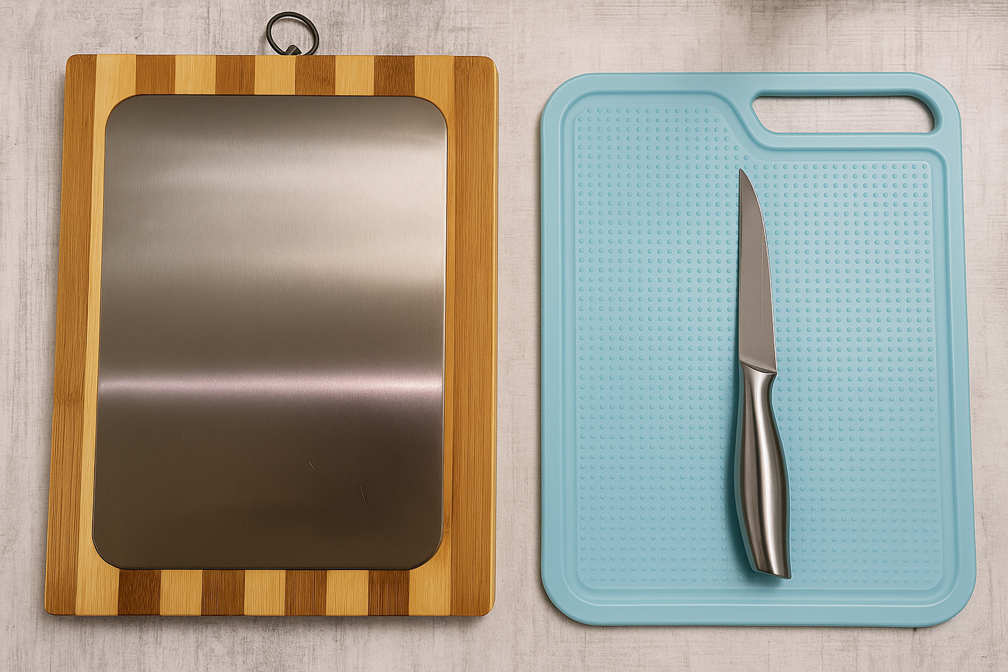 Planche à découper 3en1 INOX BAMBOU PLASTIQUE  لوح تقطيع الخضروالفواكه